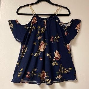 Girls XL Navy Floral Shirt